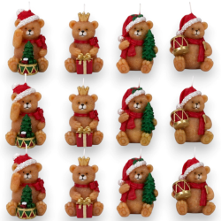 Set 12 Candele Assortite Orsetti di Natale- 5x7 Cm