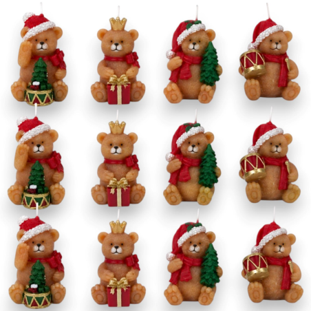 Set 12 Candele Assortite Orsetti di Natale- 5x7 Cm