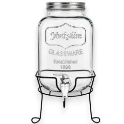 Dispenser Bevande in Vetro 5 Litri con Rubinetto e Supporto