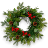 Ghirlanda Natalizia con Pigne e Bacche Rosse - 45 Cm