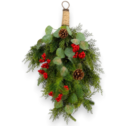 Fascina Natalizia con Pigne e Bacche Rosse - 60 Cm