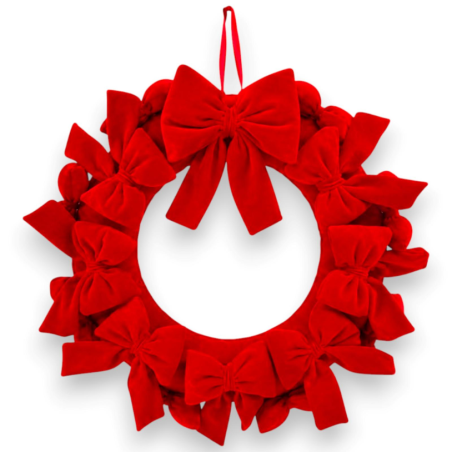 Dietroporta con Fiocchi in Velluto - 30 Cm - Rosso