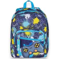 SJ - Zaino Scuola Doppio Scomparto - Blu Gaming - 30 LT