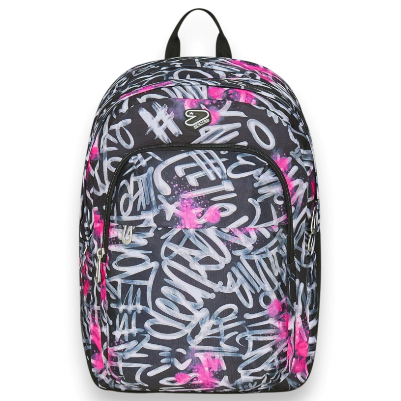 Seven - Zaino Scuola Pro XXL Detach con Cuffie Wireless - Nero/Fucsia 