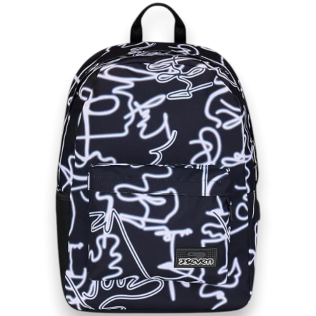 Seven - Zaino Scuola ISchool con PowerBank - Nero FineLine - 26 LT