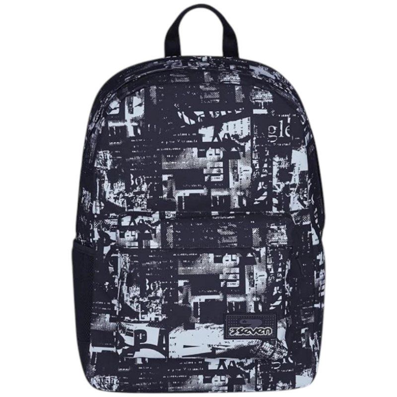 Seven - Zaino Scuola ISchool con PowerBank - Nero Graffiti - 26 LT