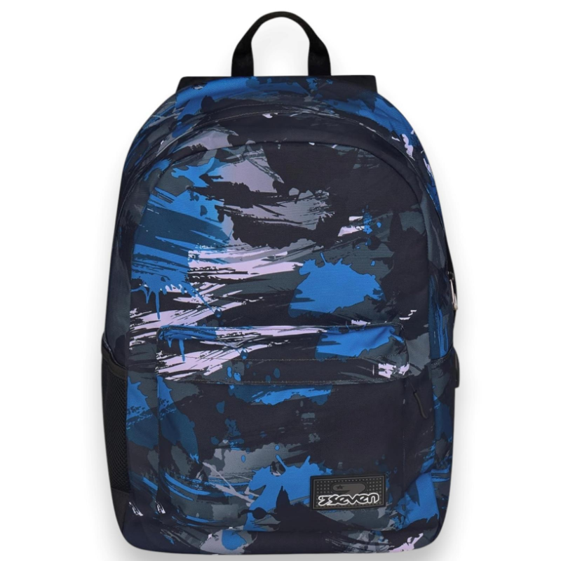 Seven - Zaino Scuola ISchool con PowerBank - Graffiti Blu- 26 LT