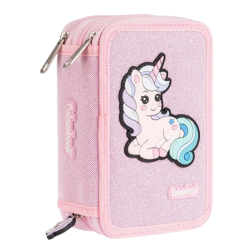 Colourbook - Astuccio a 3 Zip - Completo di 44 Pezzi - Unicorno Rosa