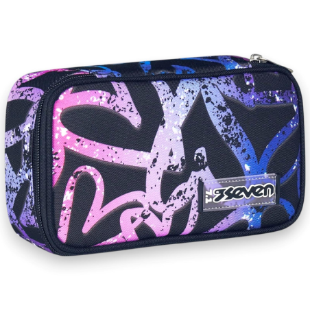 Seven - Astuccio Completo 1 Zip  - Nero/Fucsia