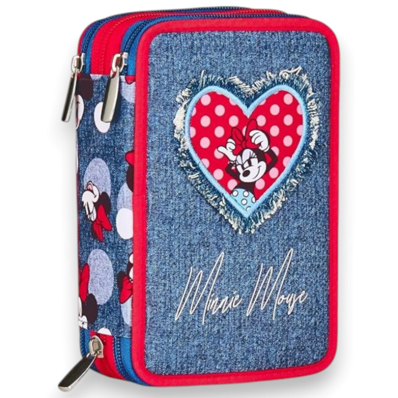 Minnie - Astuccio Completo 3 Zip  - Blue Denim