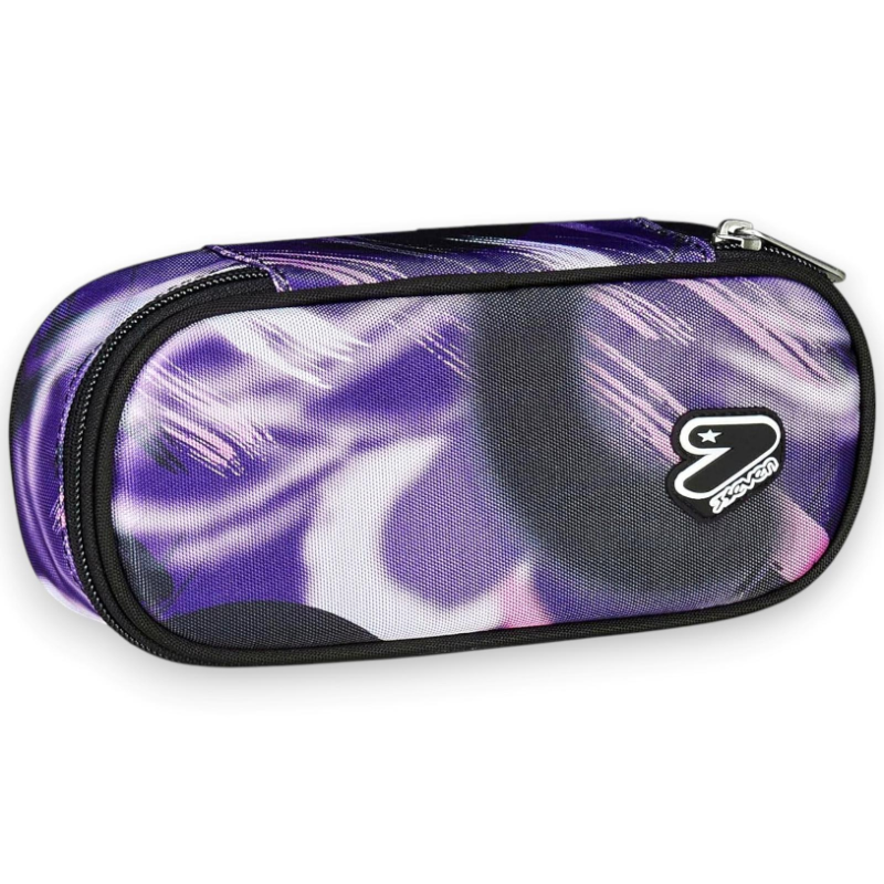 Seven - Portapenne Scuola Round Plus Big - Viola/Nero
