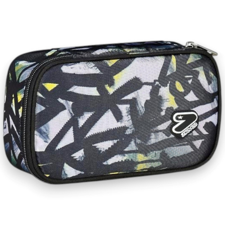 Seven - Portapenne Scuola Round Plus Big - Nero/Giallo