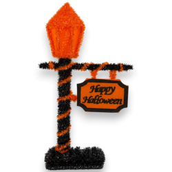 Lampione con Targhetta Halloween con Luce - 24x10x44 Cm