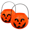 Set 2 Cestini in Plastica Zucca Hallowenn - 14x14x11 Cm