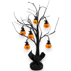Albero Glitterato con Luci e Fantasmi Halloween - 120 Cm