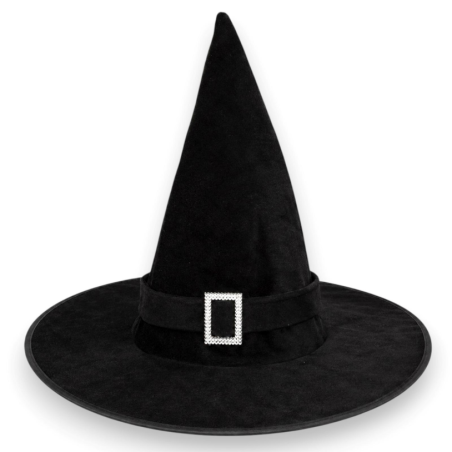 Cappello Strega Halloween Floccato - 39x44,5 Cm