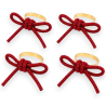 Set 4 Anelli Portatovaglioli - Fiocco Rosso - 4,5x5,5 Cm