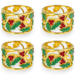 Set 4 Anelli Portatovaglioli - Anello Agrifoglio - 4,5x4,5 Cm