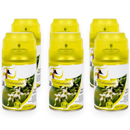 Deodorante Spray per Ambienti al Gelsomino 5 in 1 – Set da 6 Bombole d