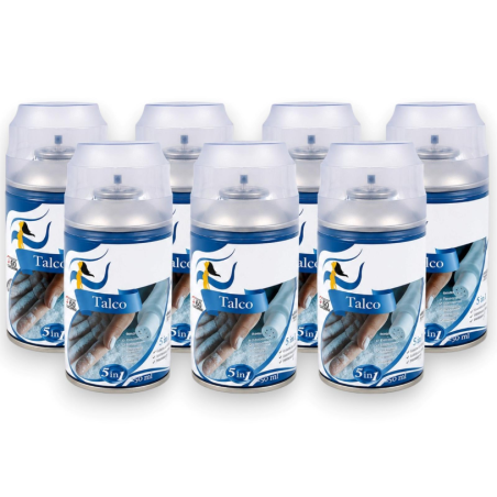Deodorante Spray per Ambienti al Talco 5 in 1 – Set da 6 Bombole da 25