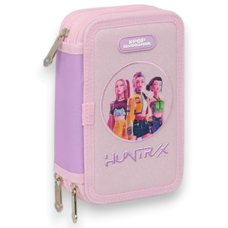 K-Pop Demon Hunters - Glicine - Astuccio Competo Scuola 3 Zip - 12,5x5