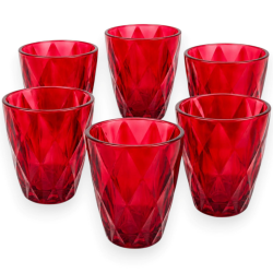 Set 6 Bicchieri in Vetro Rossi - Diamante - 255 ML