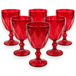 Set 6 Calici in Vetro Rossi - Diamante - 260 ML