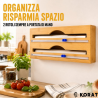 Dispenser Porta Rotoli da Cucina in Bambù con 2 Taglierine Scorrevoli