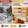 Dispenser Porta Rotoli da Cucina in Bambù con 2 Taglierine Scorrevoli