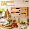 Dispenser Porta Rotoli da Cucina in Bambù con 2 Taglierine Scorrevoli