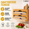 Dispenser Porta Rotoli da Cucina in Bambù con 2 Taglierine Scorrevoli