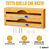 Dispenser Porta Rotoli da Cucina in Bambù con 2 Taglierine Scorrevoli
