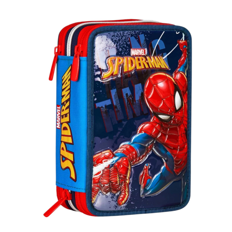 Seven - Astuccio a 3 Zip Spiderman - Completo di Accessori