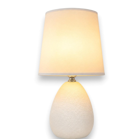 Lume Bianco con Base in Ceramica e Paralume in PVC - Base a Forma di U