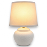 Lampada da Tavolo in Ceramica Bianca con Paralume in Tessuto – 29 cm