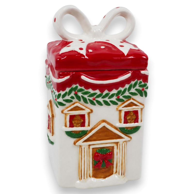 Barattolo in Ceramica Natalizio - Quadrato - 24 Cm