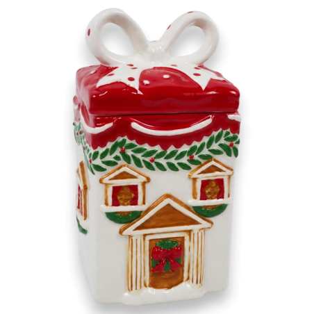 Barattolo in Ceramica Natalizio - Quadrato - 24 Cm