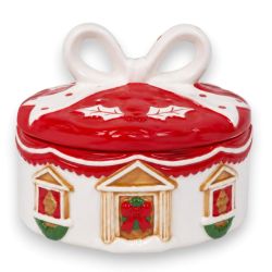 Barattolo in Ceramica Natalizio - Tonda Bassa - 14 Cm