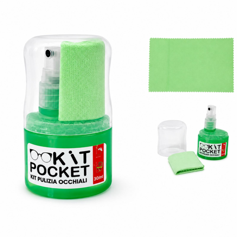 Kit Pulizia Occhiali KORAT – 6 Kit con Spray 30 ml e Panno in Microfib