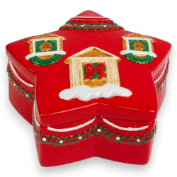 Barattolo in Ceramica Natalizio - Stella - 8,5 Cm