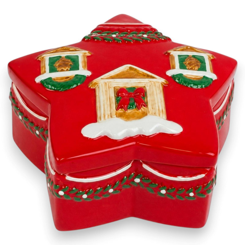 Barattolo in Ceramica Natalizio - Stella - 8,5 Cm
