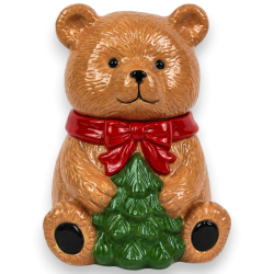 Barattolo in Ceramica Natalizio - Orso con Albero- 22 Cm