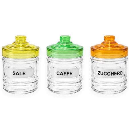 Set 3 Barattoli da Cucina in Vetro 300 ml – Sale, Caffè e Zucchero