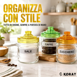Set 3 Barattoli da Cucina in Vetro 300 ml – Sale, Caffè e Zucchero