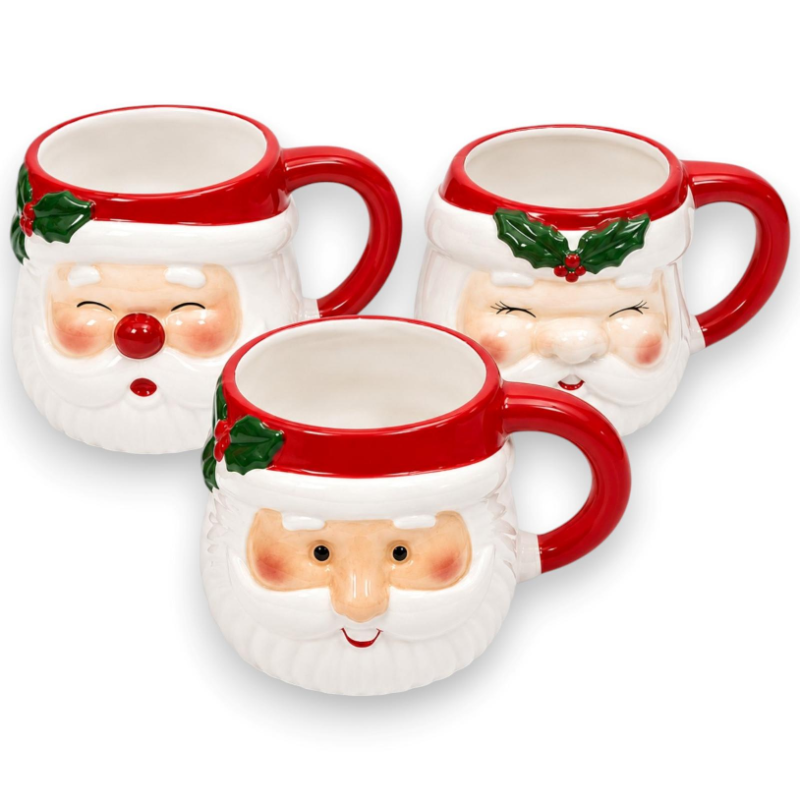 Set 3 Tazze Natalizie Babbo Natale Smile - 350 ML