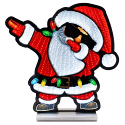 Insegna Luminosa 3D - Babbo Natale con Occhiali - 36x7x40 Cm