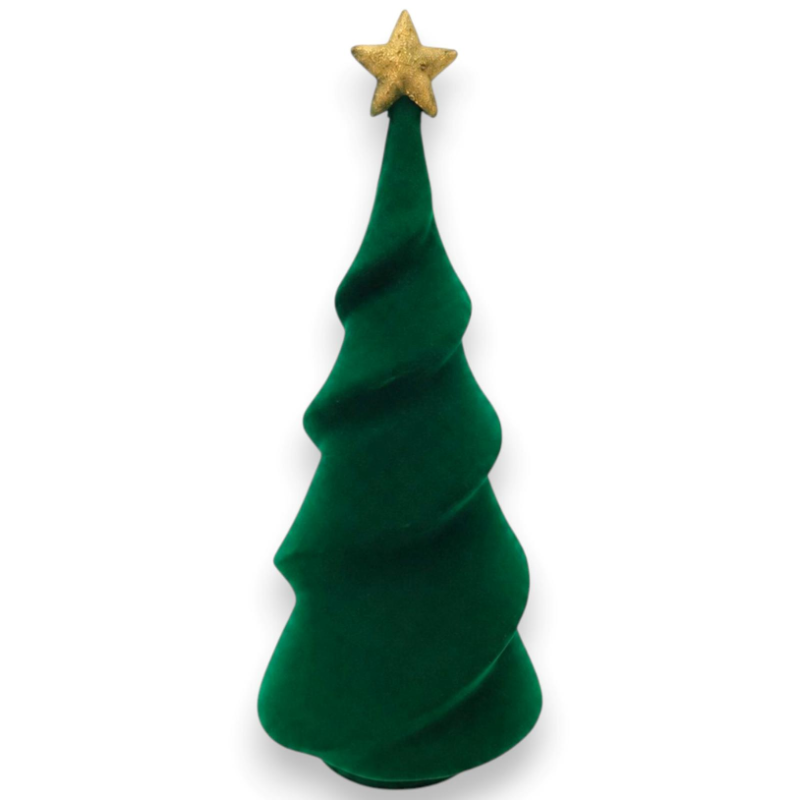 Albero Decorativo in Ceramica- Effetto Velluto Floccato - 42 Cm - Verd