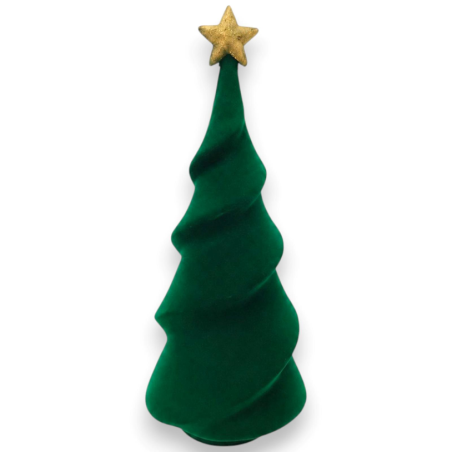 Albero Decorativo in Ceramica- Effetto Velluto Floccato - 42 Cm - Verd