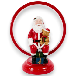 Lampada Rossa con Babbo Natale - 20x12x24 Cm