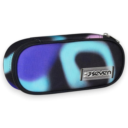 Seven - Portapenne Scuola Round Plus - Nero/Blu/Viola